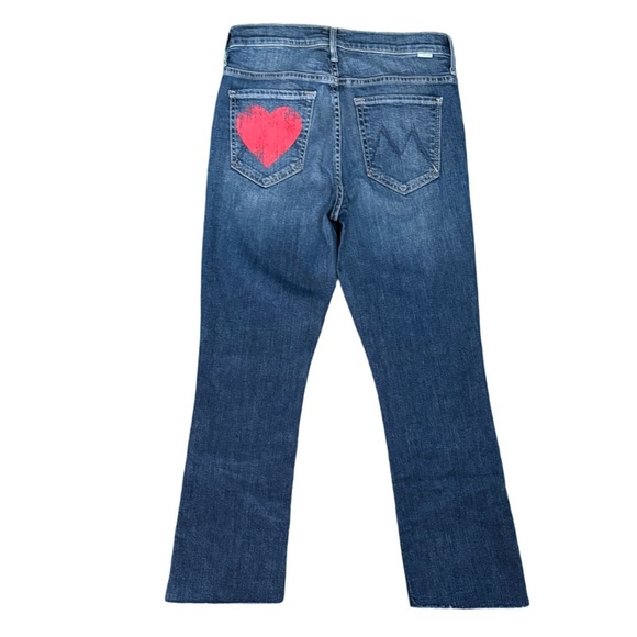 MOTHER Insider Crop Step Fray Blue Denim Jeans Love on the Edge Heart Size 27 - Picture 5 of 16